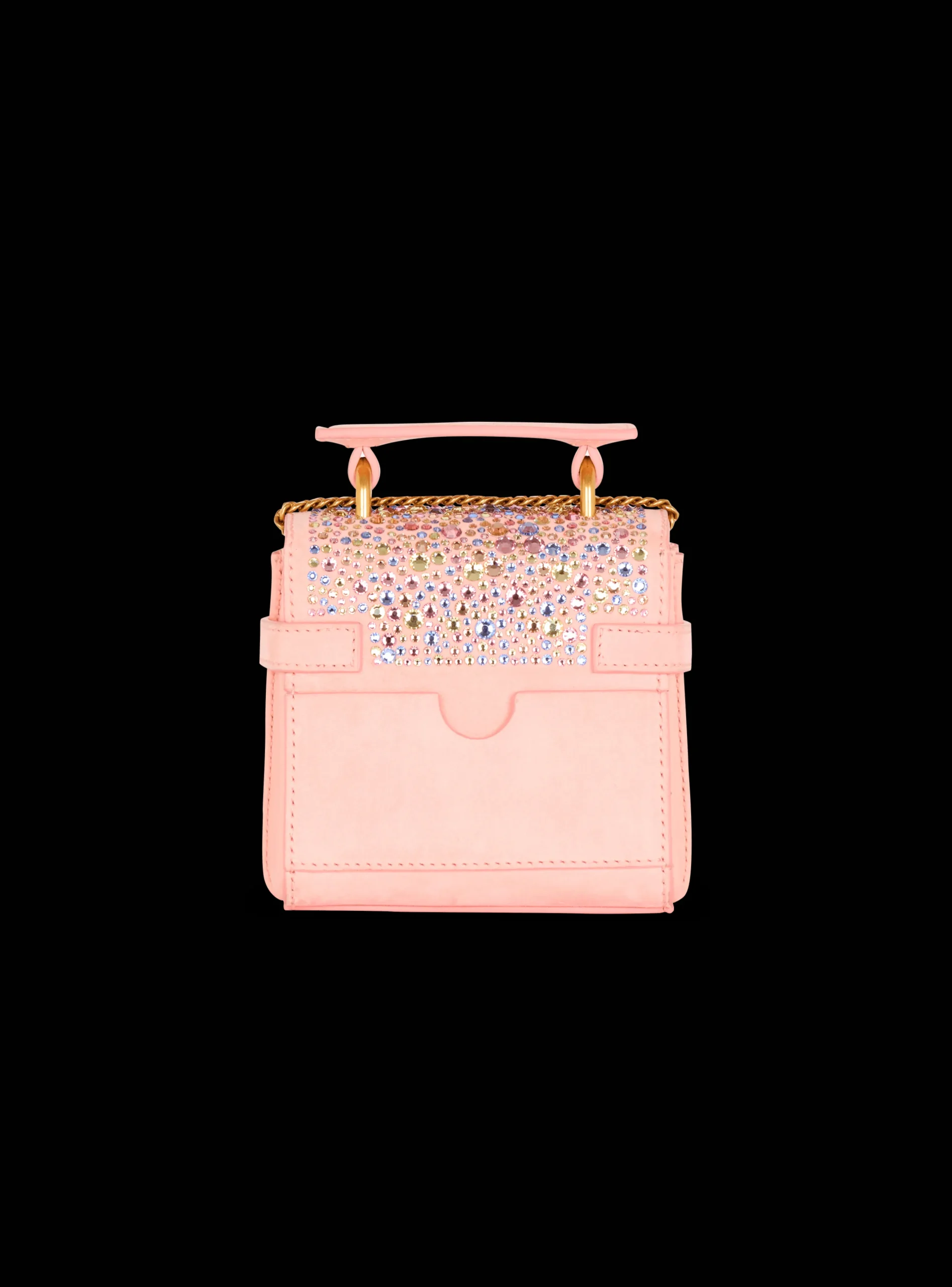 Women Balmain B-Buzz Mini 12 Bag In Suede And Rhinestones