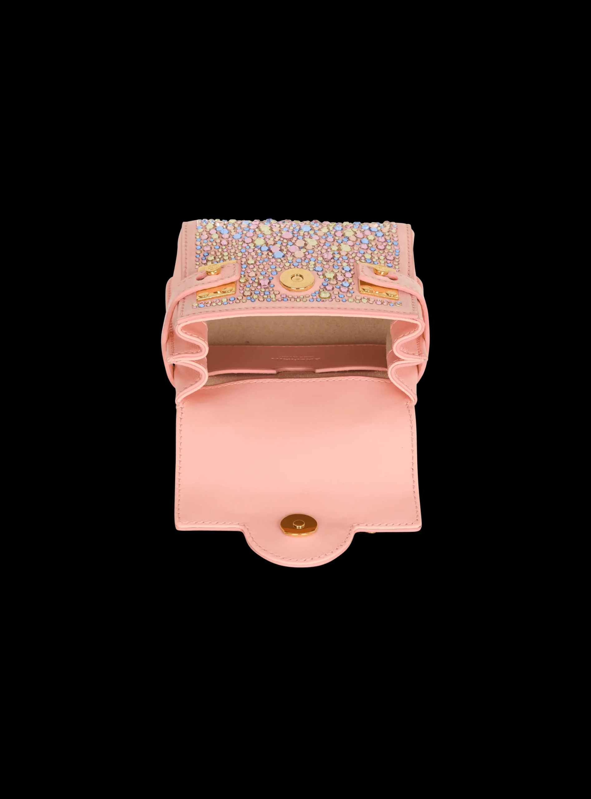 Women Balmain B-Buzz Mini 12 Bag In Suede And Rhinestones