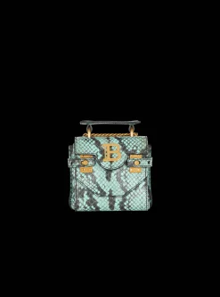 Women Balmain B-Buzz Mini 12 Snakeskin-effect Leather Mini Bag