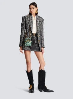 Women Balmain B-Buzz Mini 12 Snakeskin-effect Leather Mini Bag