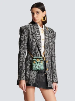 Women Balmain B-Buzz Mini 12 Snakeskin-effect Leather Mini Bag