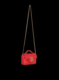 Women Balmain B-Buzz Mini Bag In Crocodile-print Leather