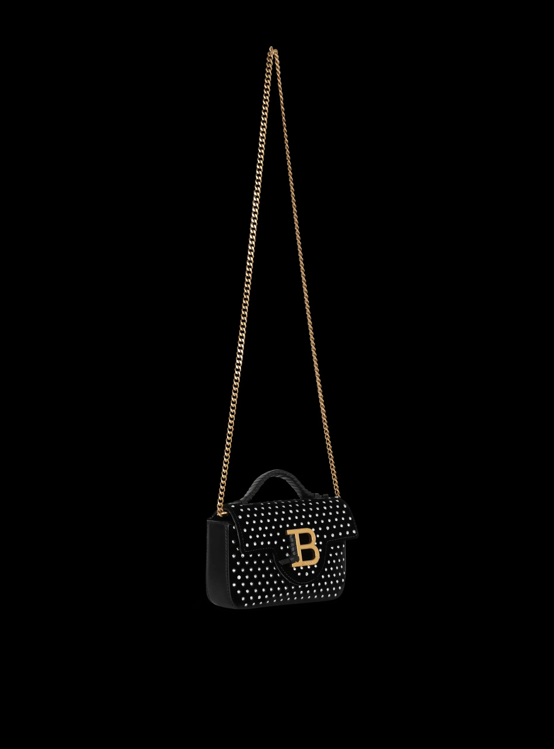 Women Balmain B-Buzz Mini Velvet And Crystal Bag