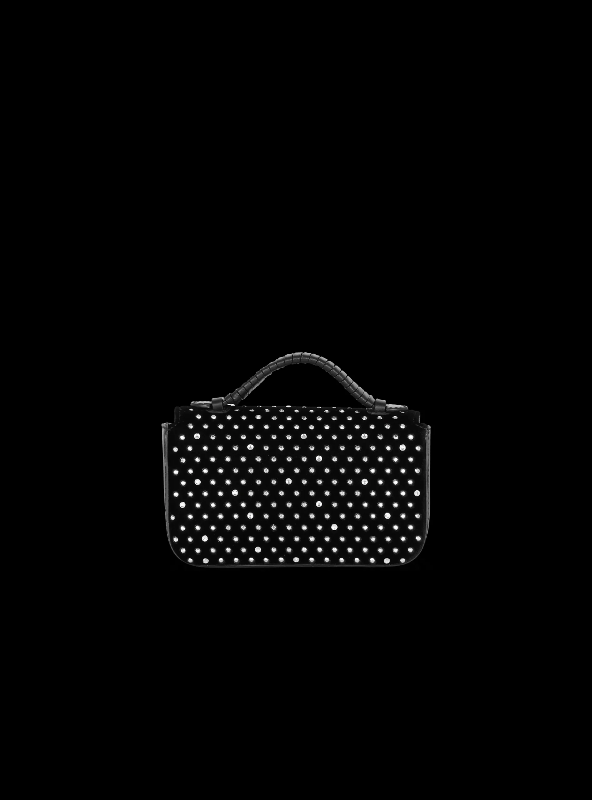 Women Balmain B-Buzz Mini Velvet And Crystal Bag
