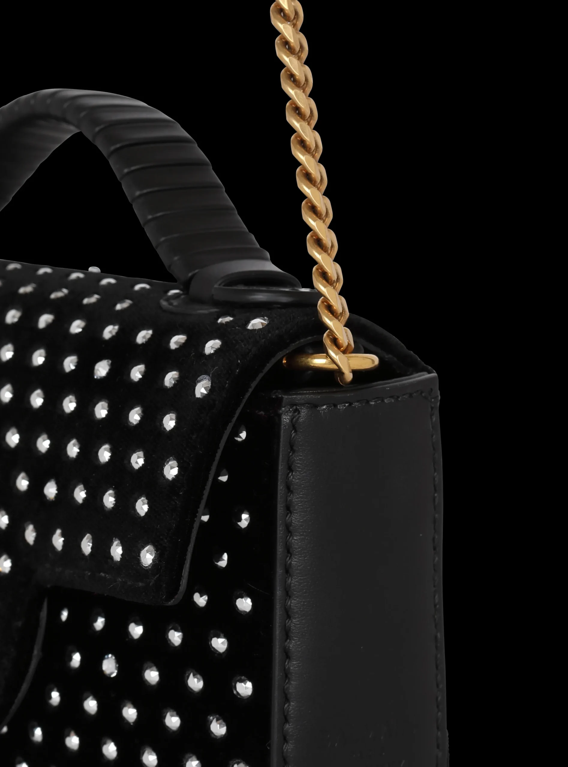Women Balmain B-Buzz Mini Velvet And Crystal Bag