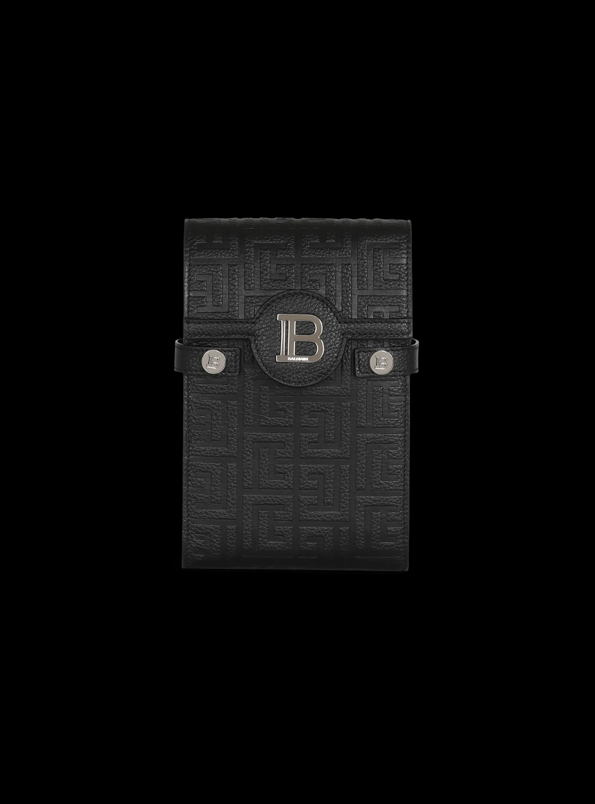 Balmain B-Buzz Monogrammed Canvas And Leather Smartphone Pouch