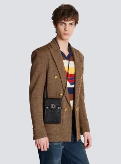 Balmain B-Buzz Monogrammed Canvas And Leather Smartphone Pouch&nbsp;