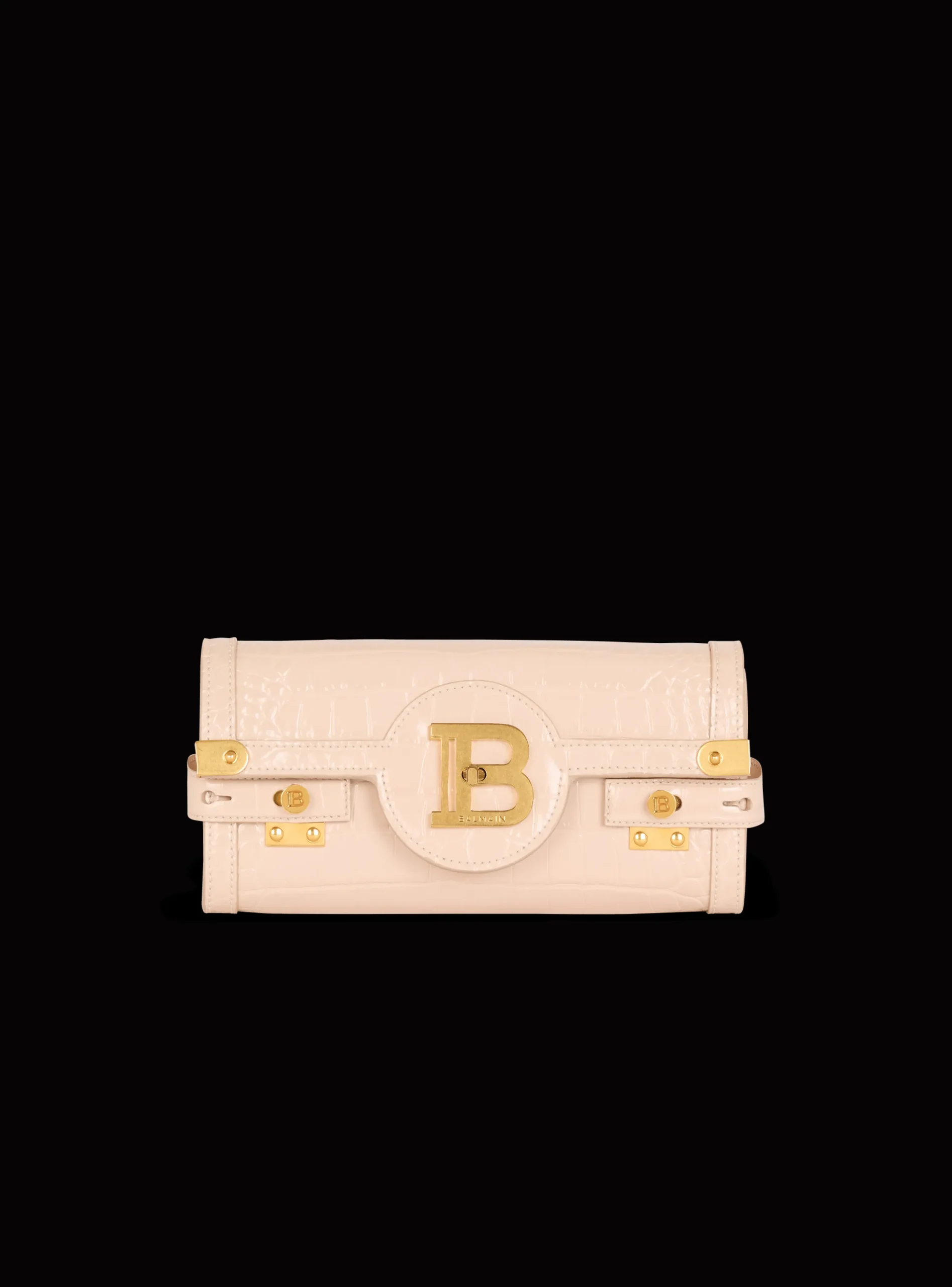Balmain B-Buzz Pouch 23 In Crocodile-embossed Calfskin