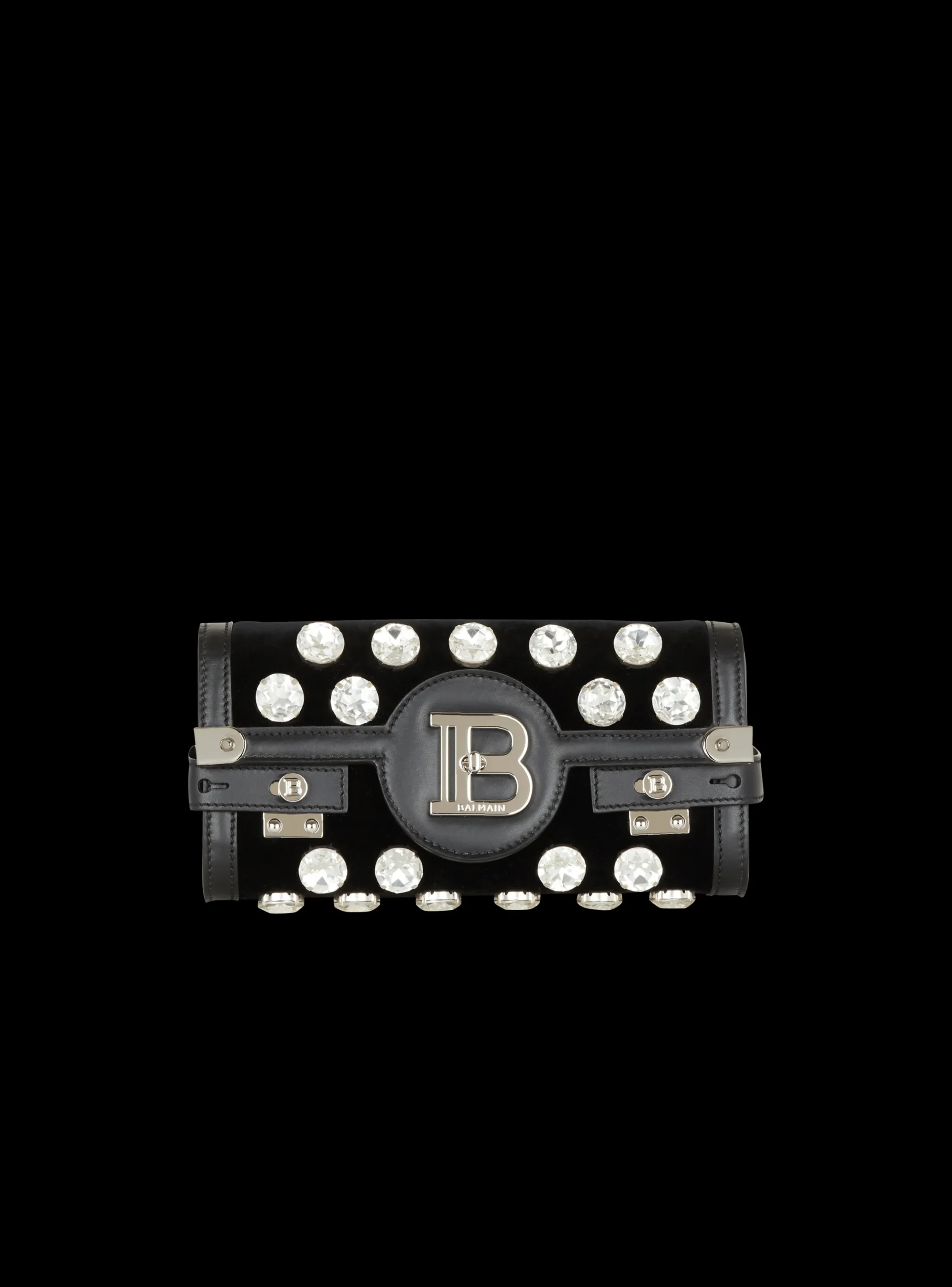 Women Balmain B-Buzz Pouch 23 In Velvet And Crystals