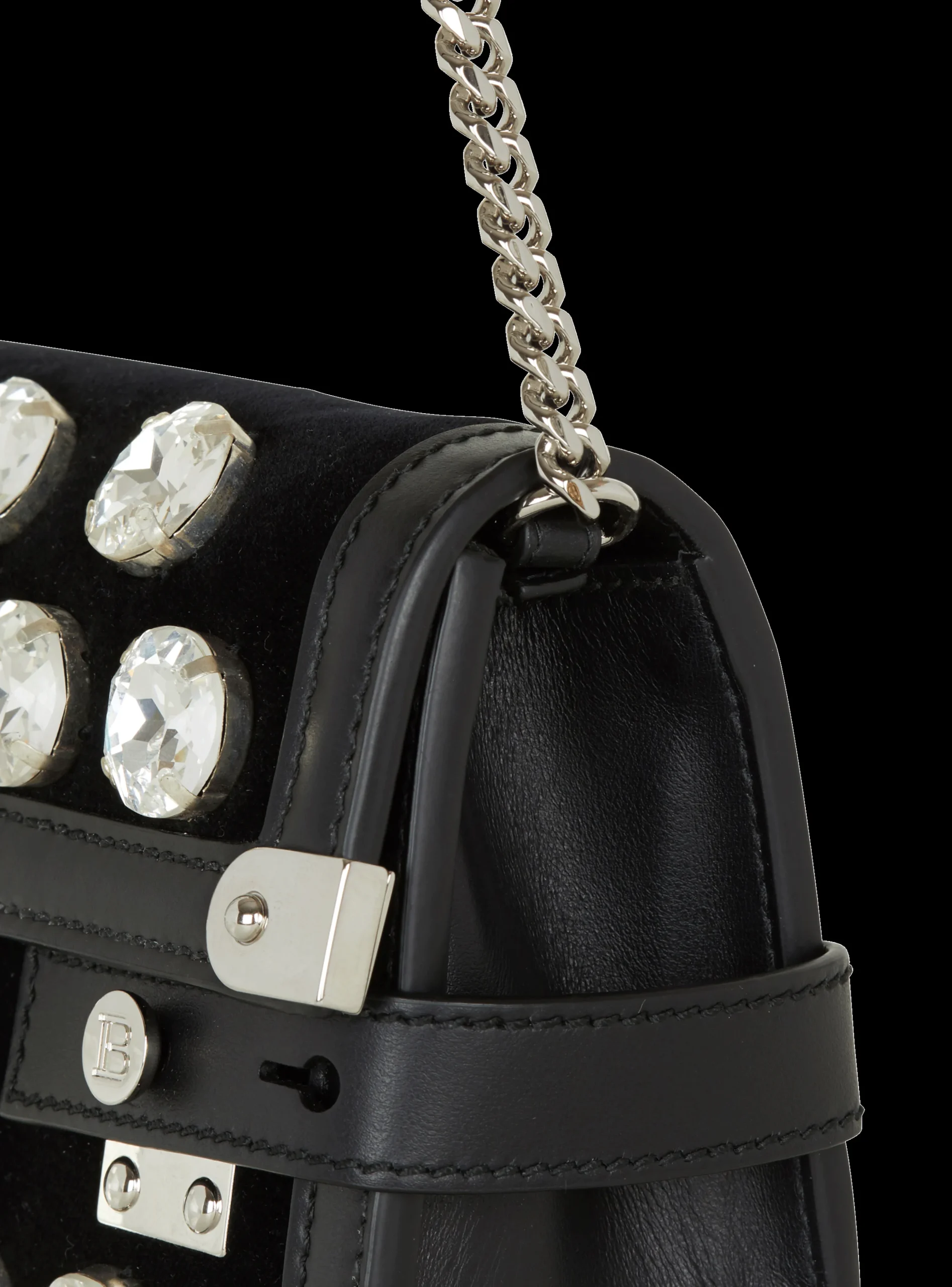 Women Balmain B-Buzz Pouch 23 In Velvet And Crystals