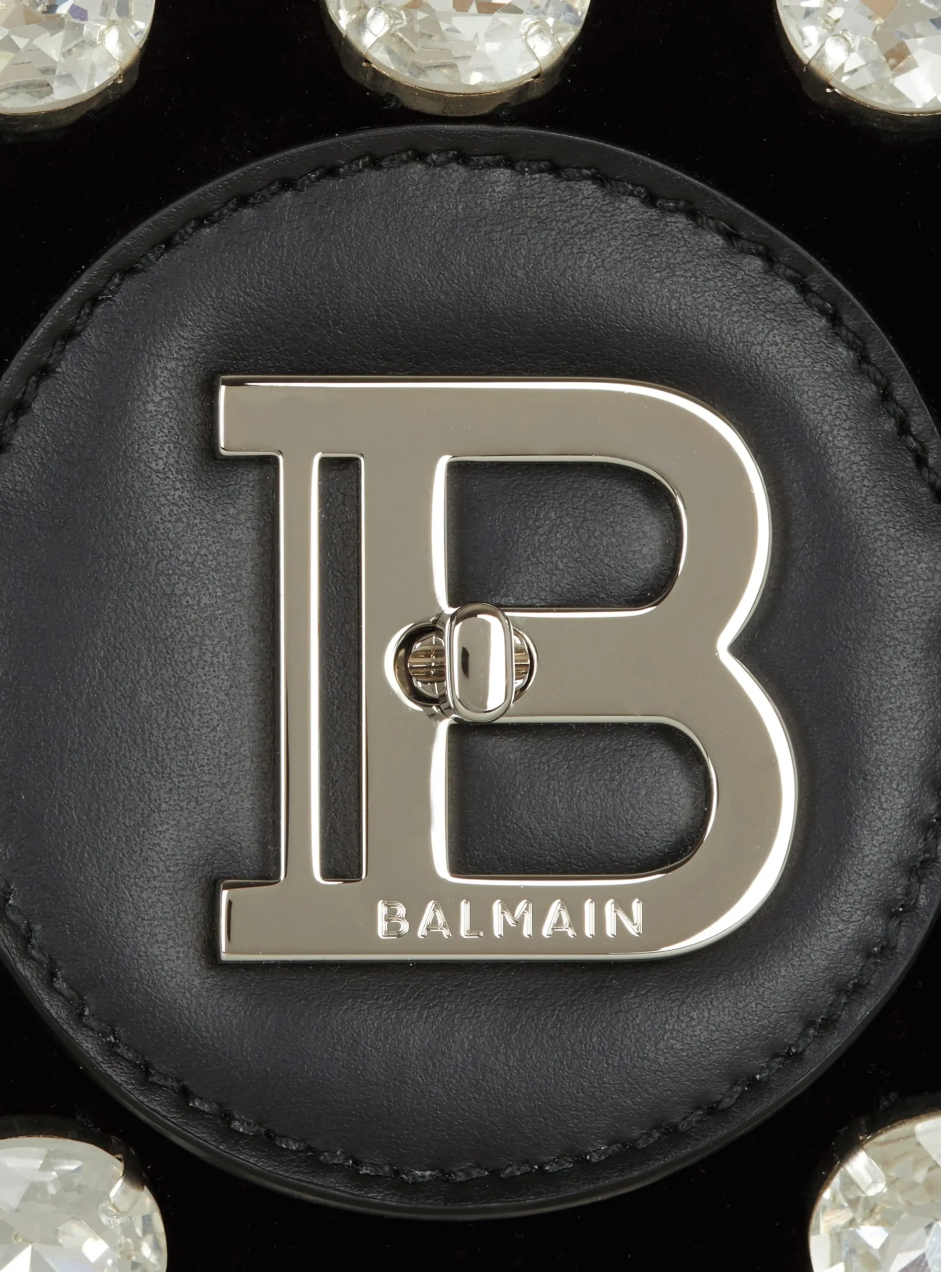 Women Balmain B-Buzz Pouch 23 In Velvet And Crystals