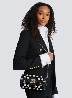 Women Balmain B-Buzz Pouch 23 In Velvet And Crystals