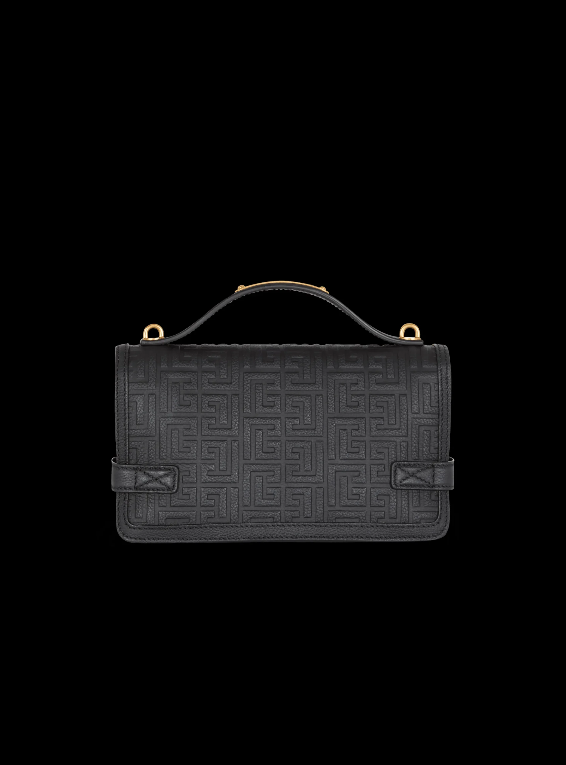 Women Balmain B-Buzz Shoulder 24 Bag In Grained PB Labyrinth Leather