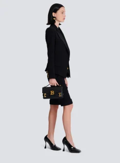 Women Balmain B-Buzz Shoulder 24 Bag In Grid-embossed Calfskin