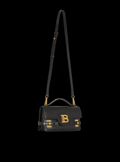 Women Balmain B-Buzz Shoulder 24 Bag In Grid-embossed Calfskin
