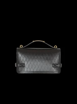 Women Balmain B-Buzz Shoulder 24 Bag In Grid-embossed Calfskin