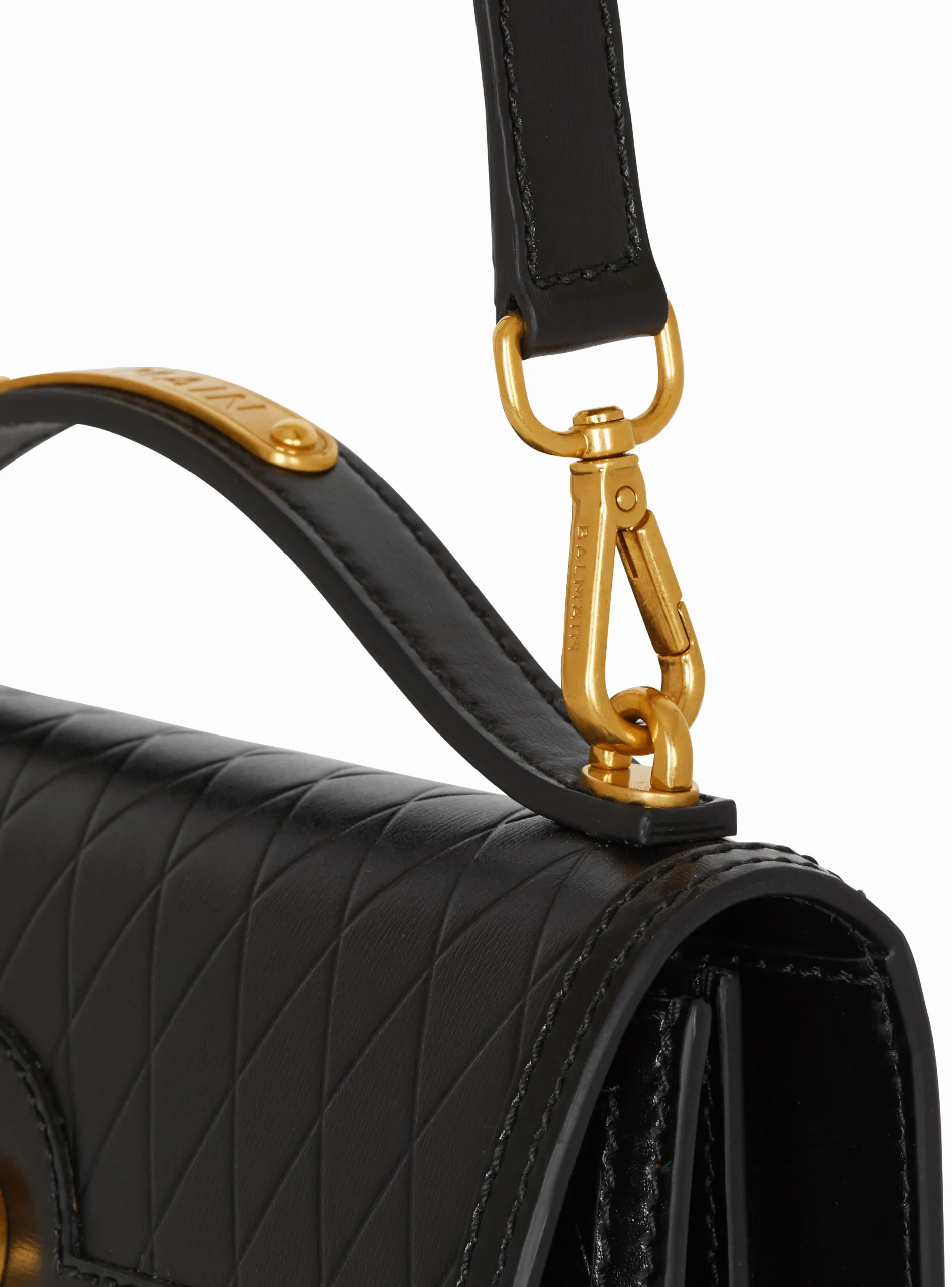 Women Balmain B-Buzz Shoulder 24 Bag In Grid-embossed Calfskin