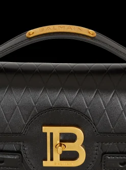 Women Balmain B-Buzz Shoulder 24 Bag In Grid-embossed Calfskin