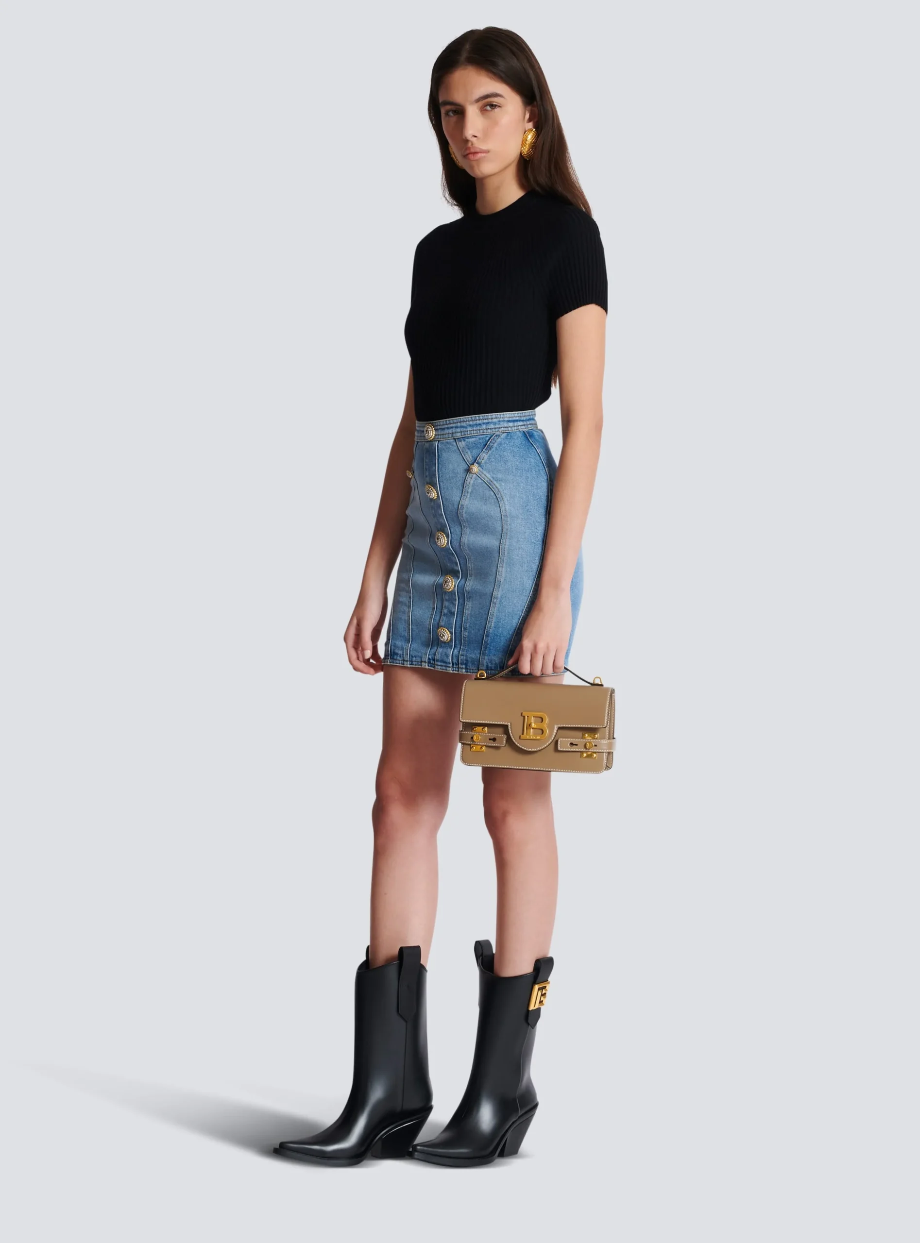 Women Balmain B-Buzz Shoulder 24 Calfskin Bag