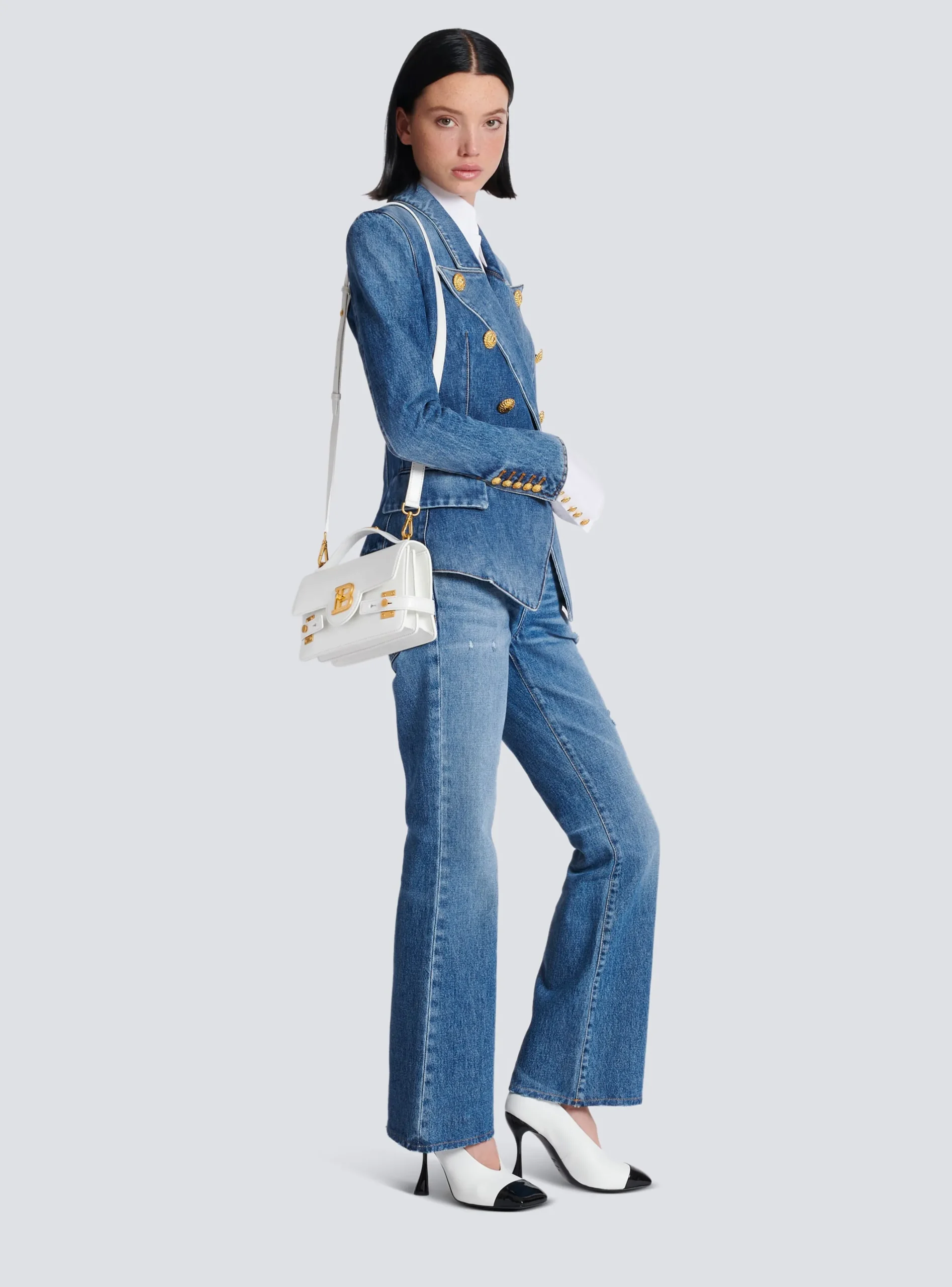 Women Balmain B-Buzz Shoulder 24 Calfskin Bag