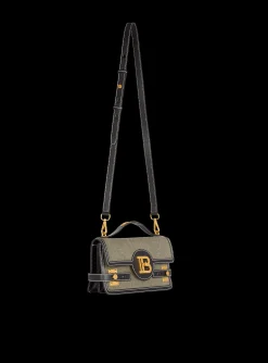 Balmain B-Buzz Shoulder 24 Leather And Canvas Bag