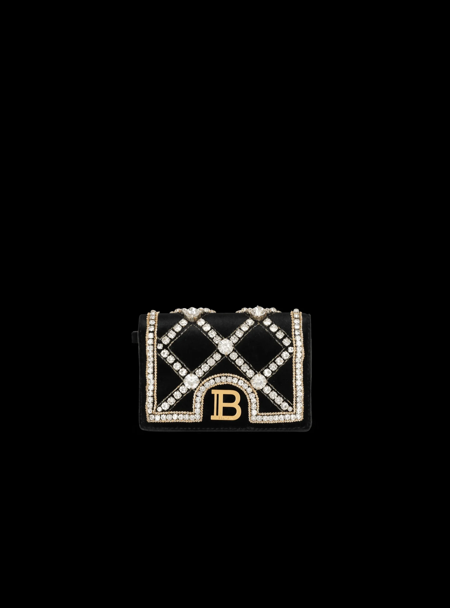 Women Balmain B-Buzz Velvet And Pearl Card Holder
