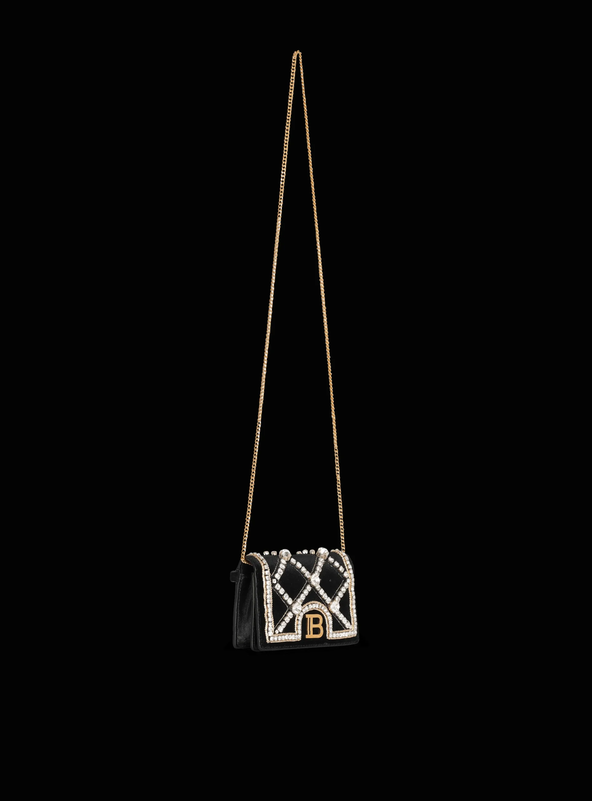 Women Balmain B-Buzz Velvet And Pearl Card Holder