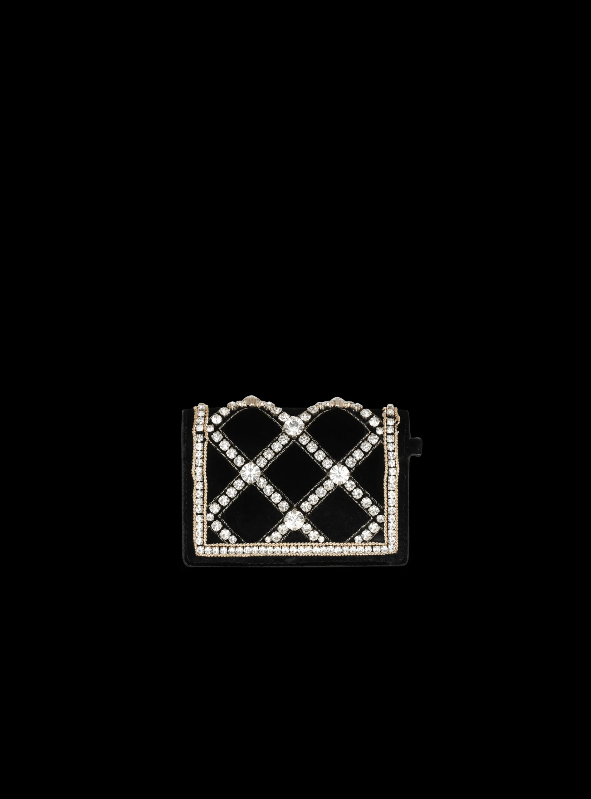 Women Balmain B-Buzz Velvet And Pearl Card Holder