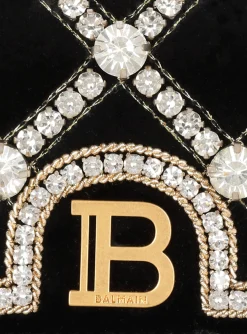 Women Balmain B-Buzz Velvet And Pearl Card Holder