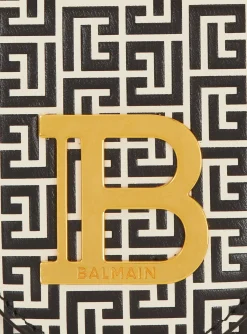 Women Balmain B-Buzz Wallet In Embossed Calfskin With A PB Labyrinth Monogram