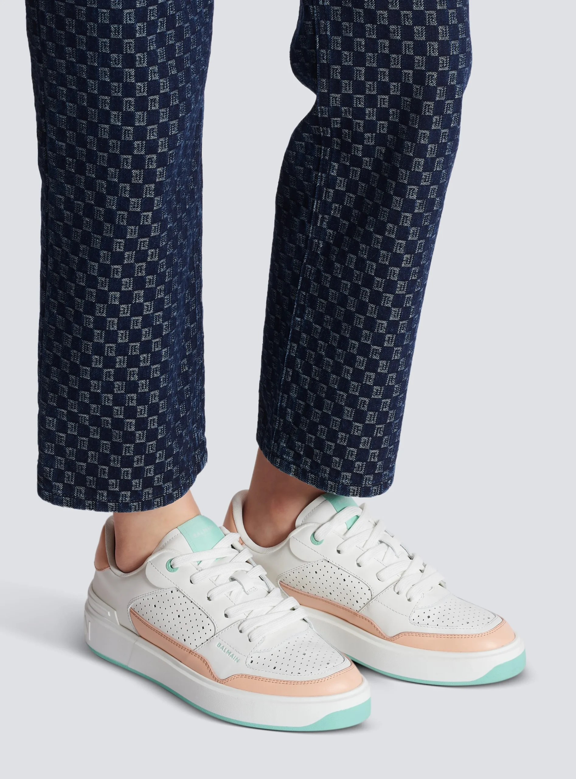 Women Balmain B-Court Flip Leather Trainers