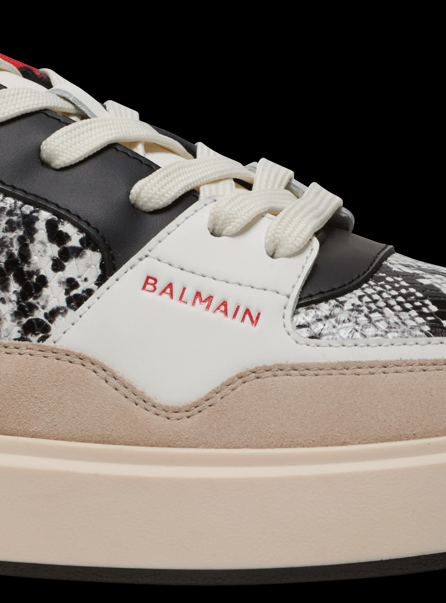 Balmain B-Court Flip Snakeskin-effect Leather And Suede Trainers