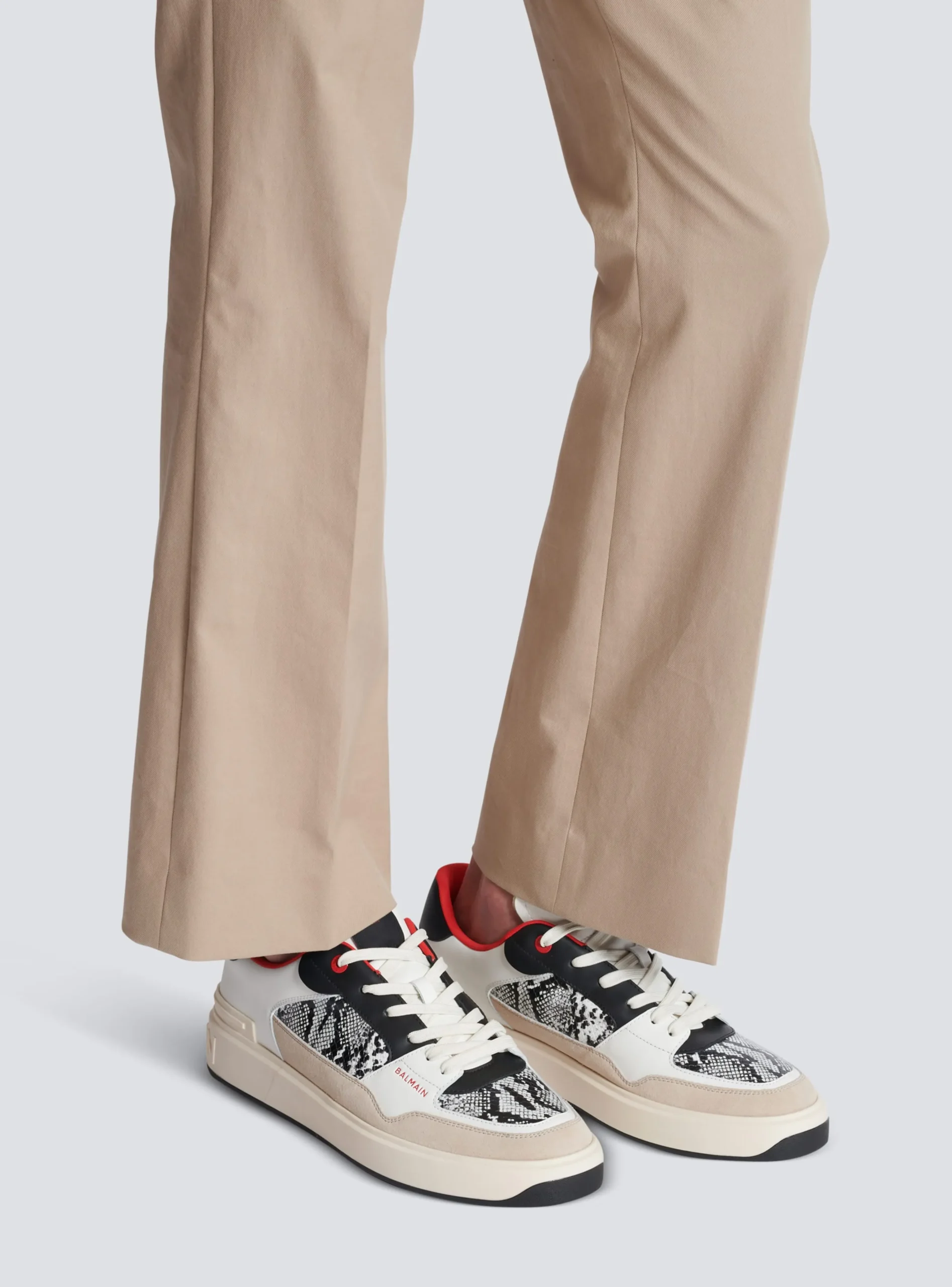 Balmain B-Court Flip Snakeskin-effect Leather And Suede Trainers