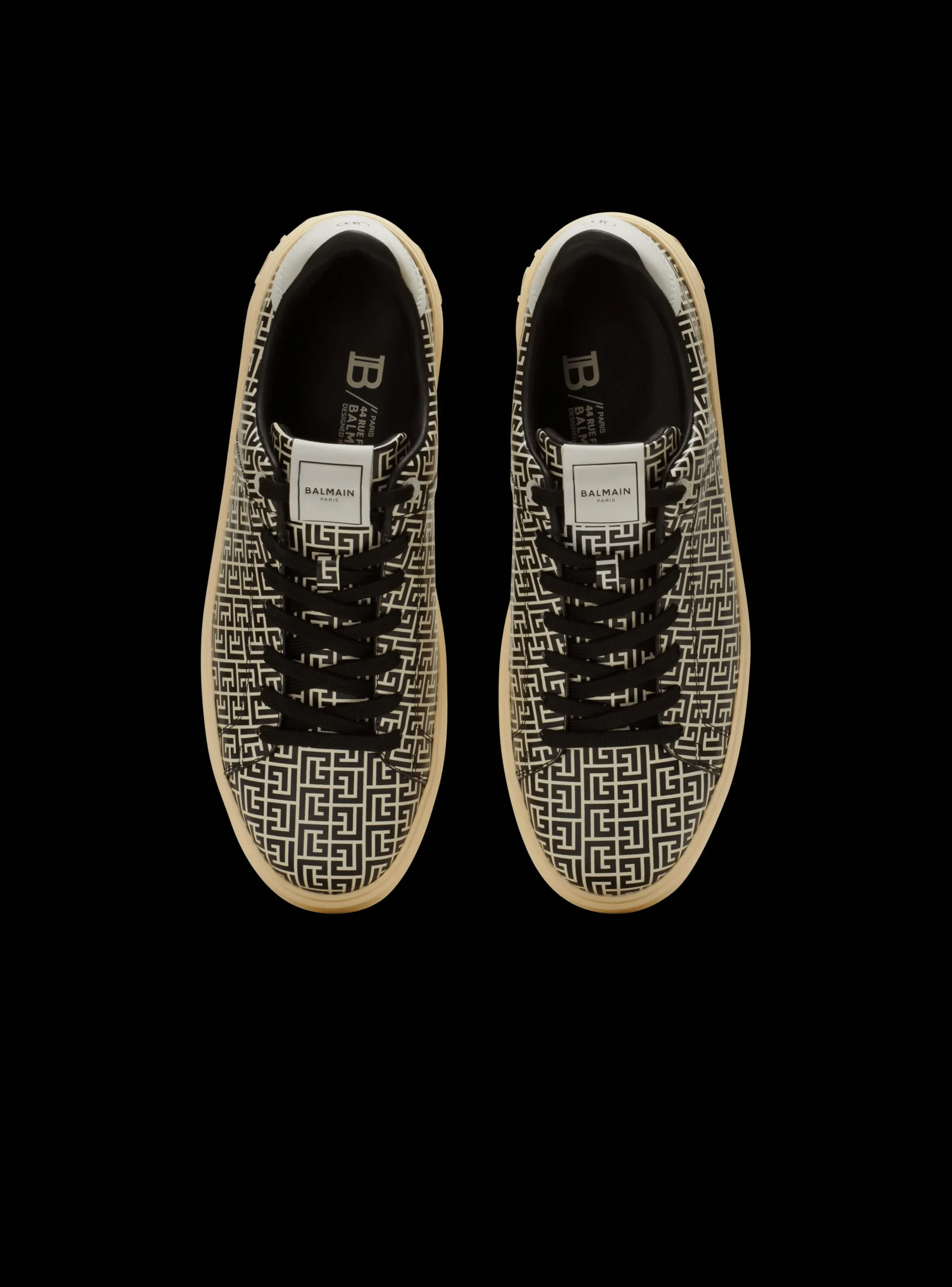 Balmain B-Court Flip Trainers In Monogrammed PB Labyrinth Calfskin
