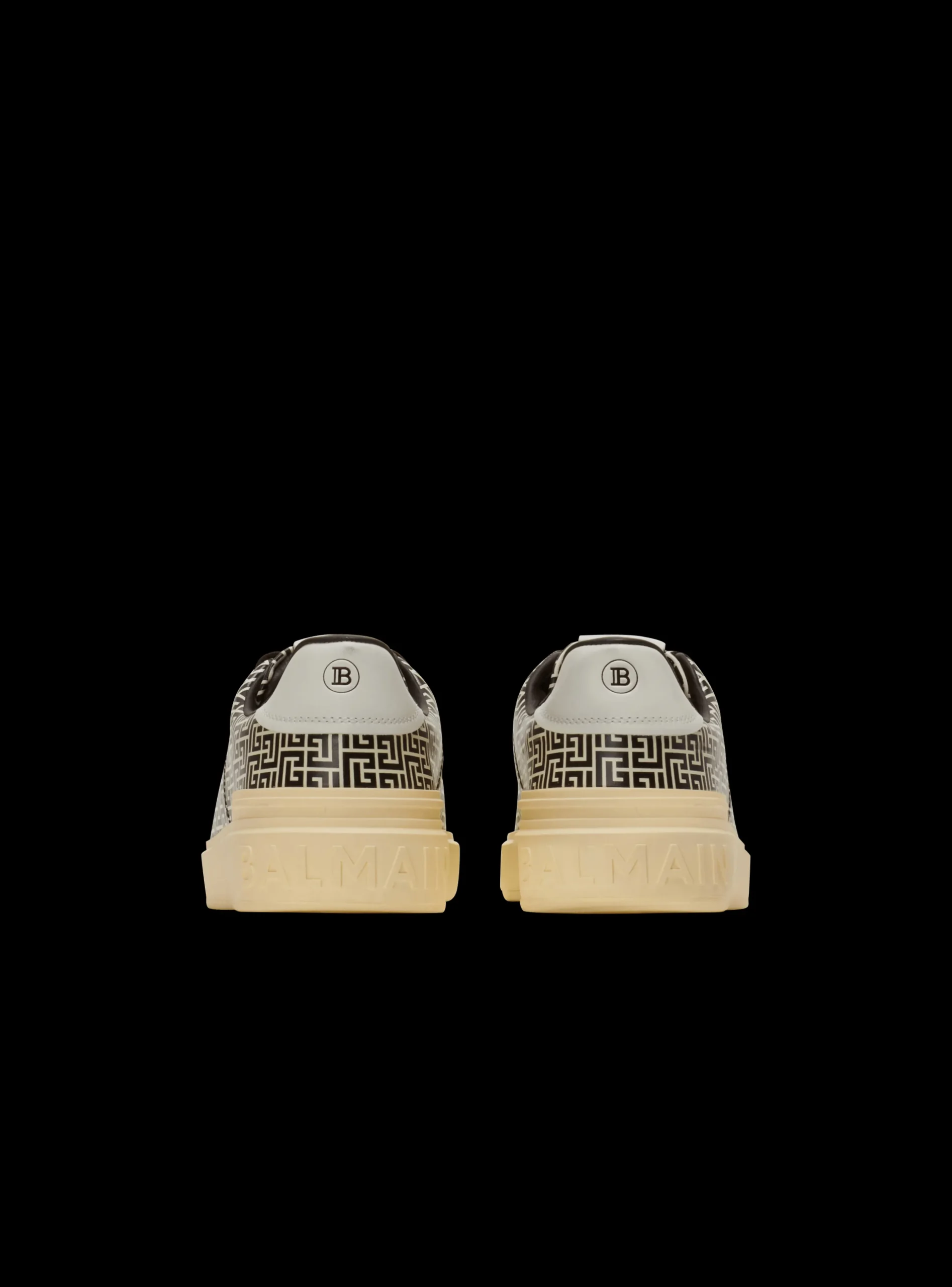 Balmain B-Court Flip Trainers In Monogrammed PB Labyrinth Calfskin