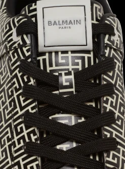 Balmain B-Court Flip Trainers In Monogrammed PB Labyrinth Calfskin