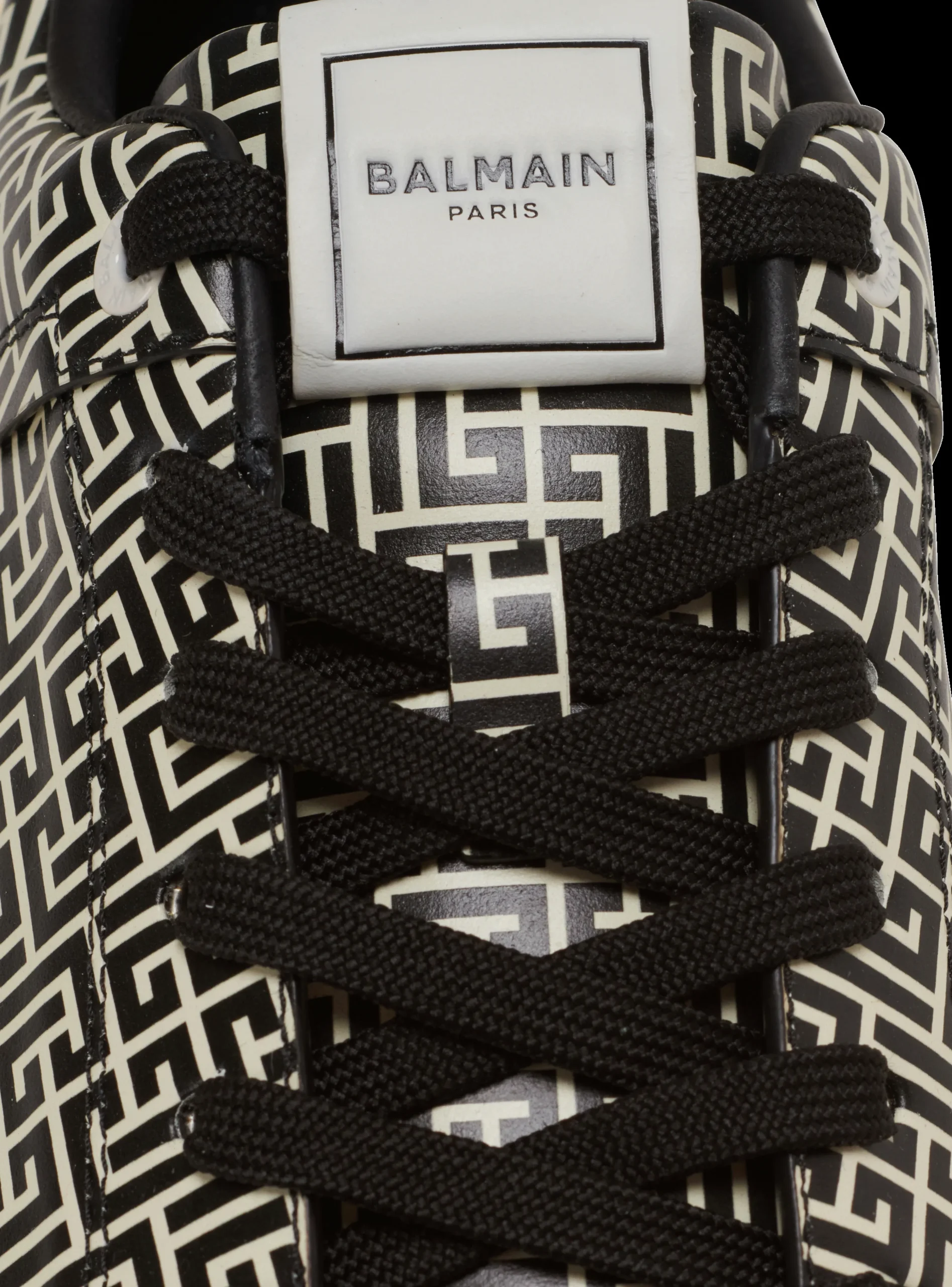 Balmain B-Court Flip Trainers In Monogrammed PB Labyrinth Calfskin