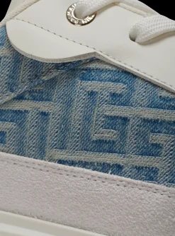 Balmain B-Court Flip Trainers In Monogrammed PB Labyrinth Denim