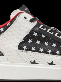 Balmain B-Court Mid Top Star Print Leather Trainers