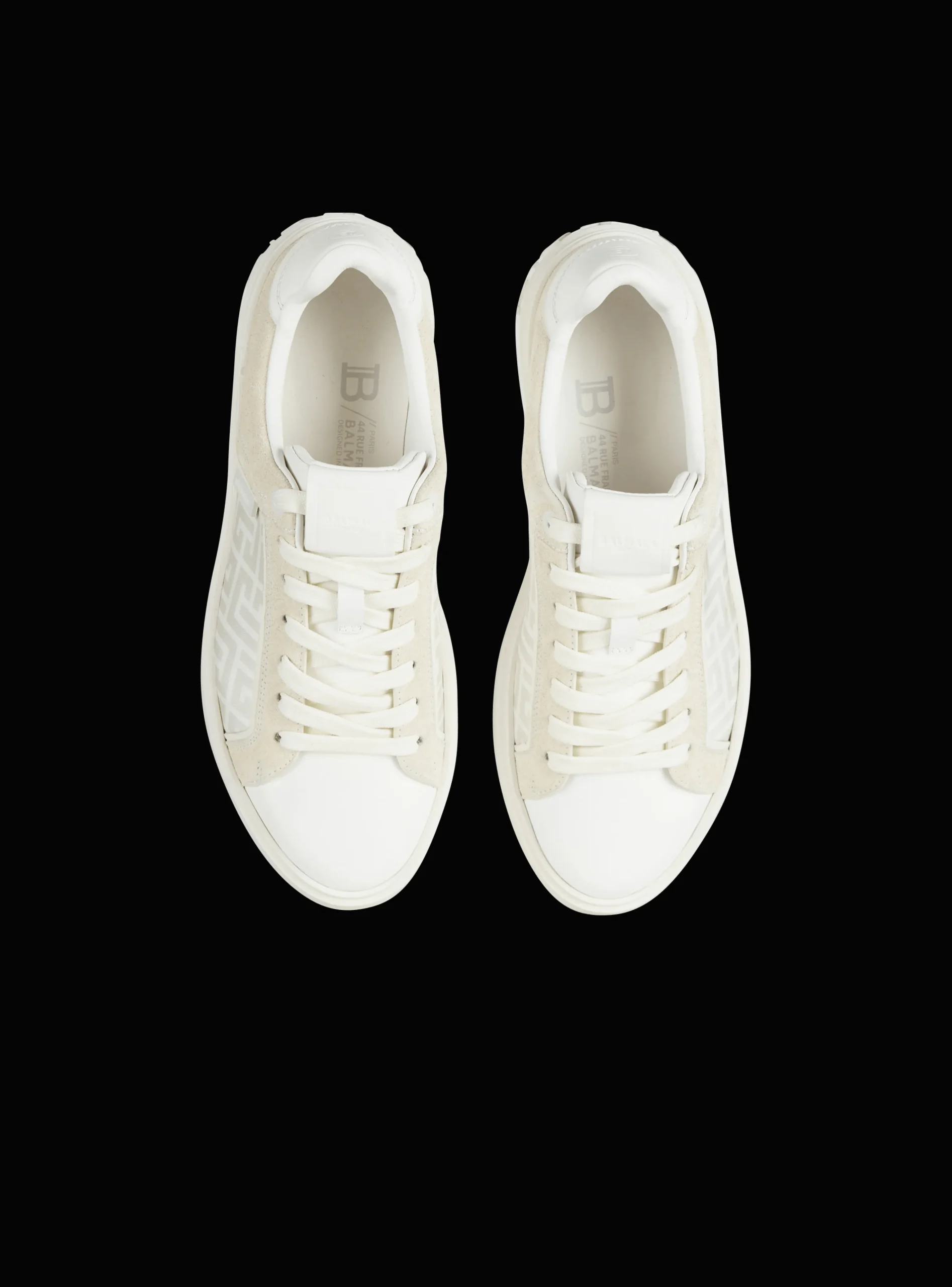 Women Balmain B-Court Monogrammed Nylon And Leather Trainers