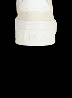 Women Balmain B-Court Monogrammed Nylon And Leather Trainers