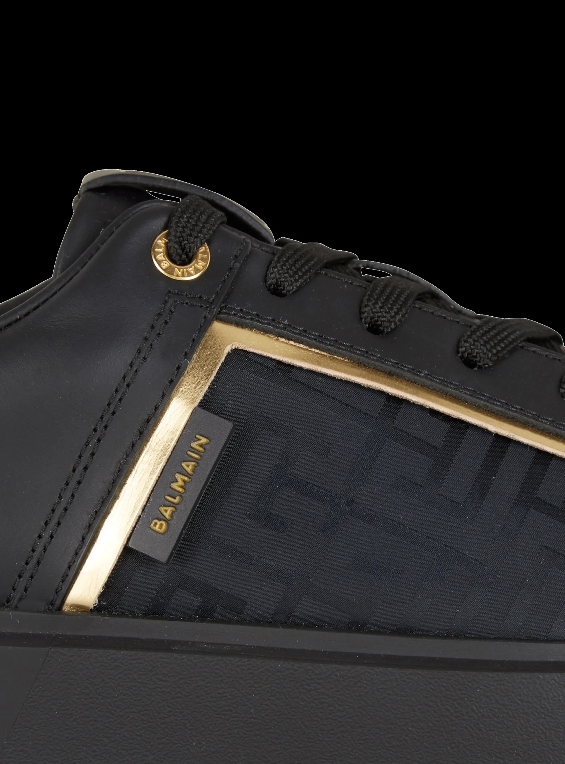 Balmain B-Court Monogrammed Nylon And Leather Trainers