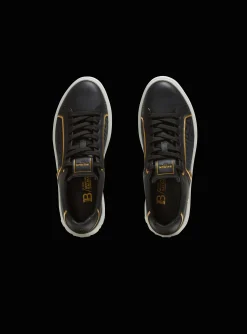 Women Balmain B-Court Monogrammed Nylon And Leather Trainers