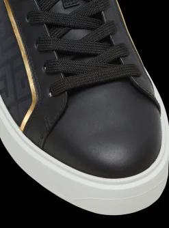 Women Balmain B-Court Monogrammed Nylon And Leather Trainers