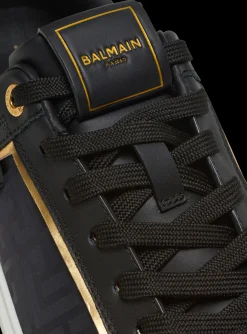Women Balmain B-Court Monogrammed Nylon And Leather Trainers
