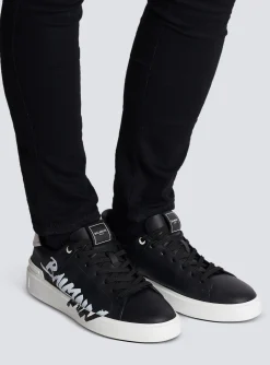 Balmain B-Court Printed Leather Trainers