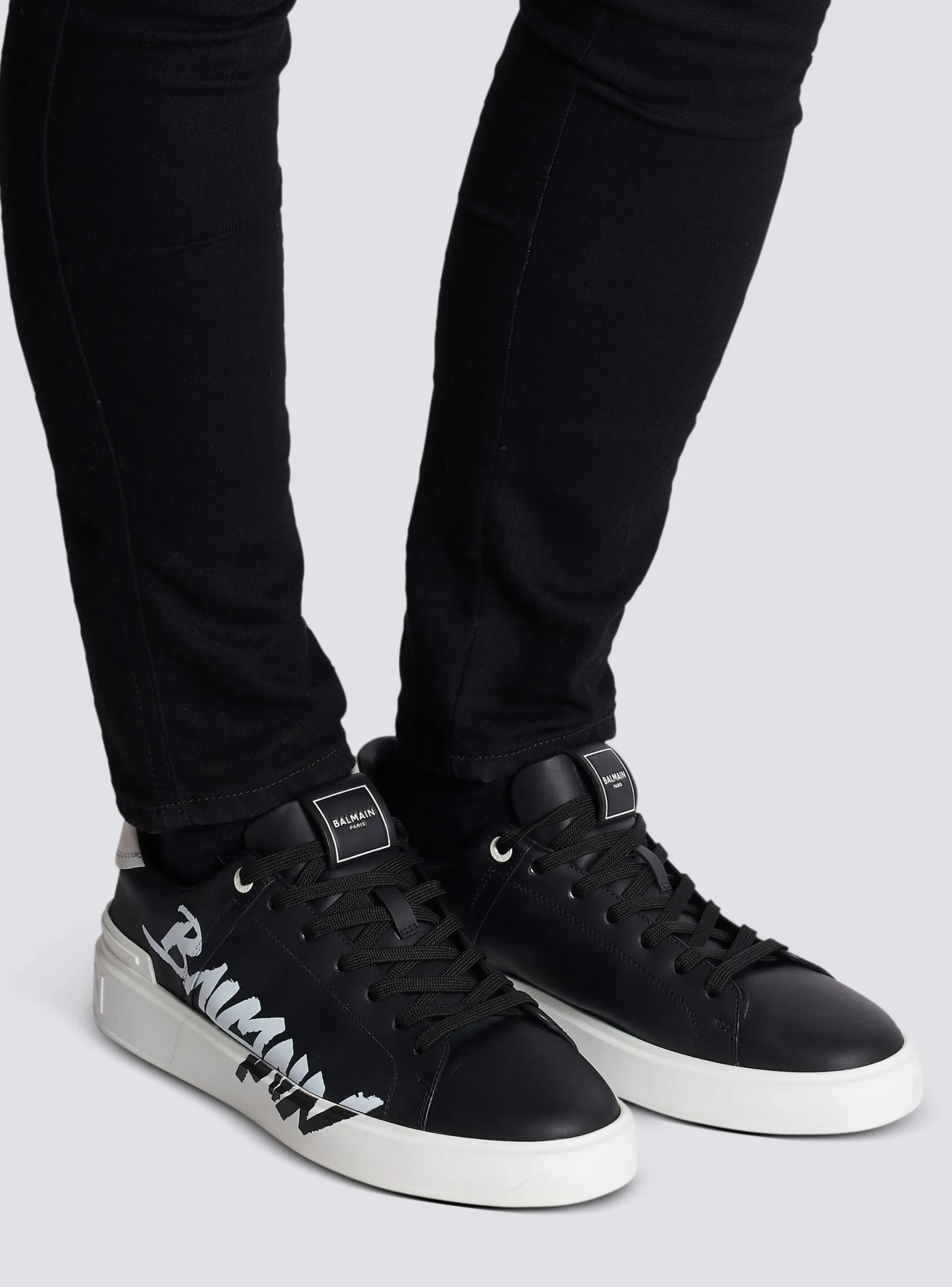 Balmain B-Court Printed Leather Trainers