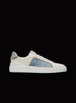 Balmain B-Court Trainers In Leather And Denim