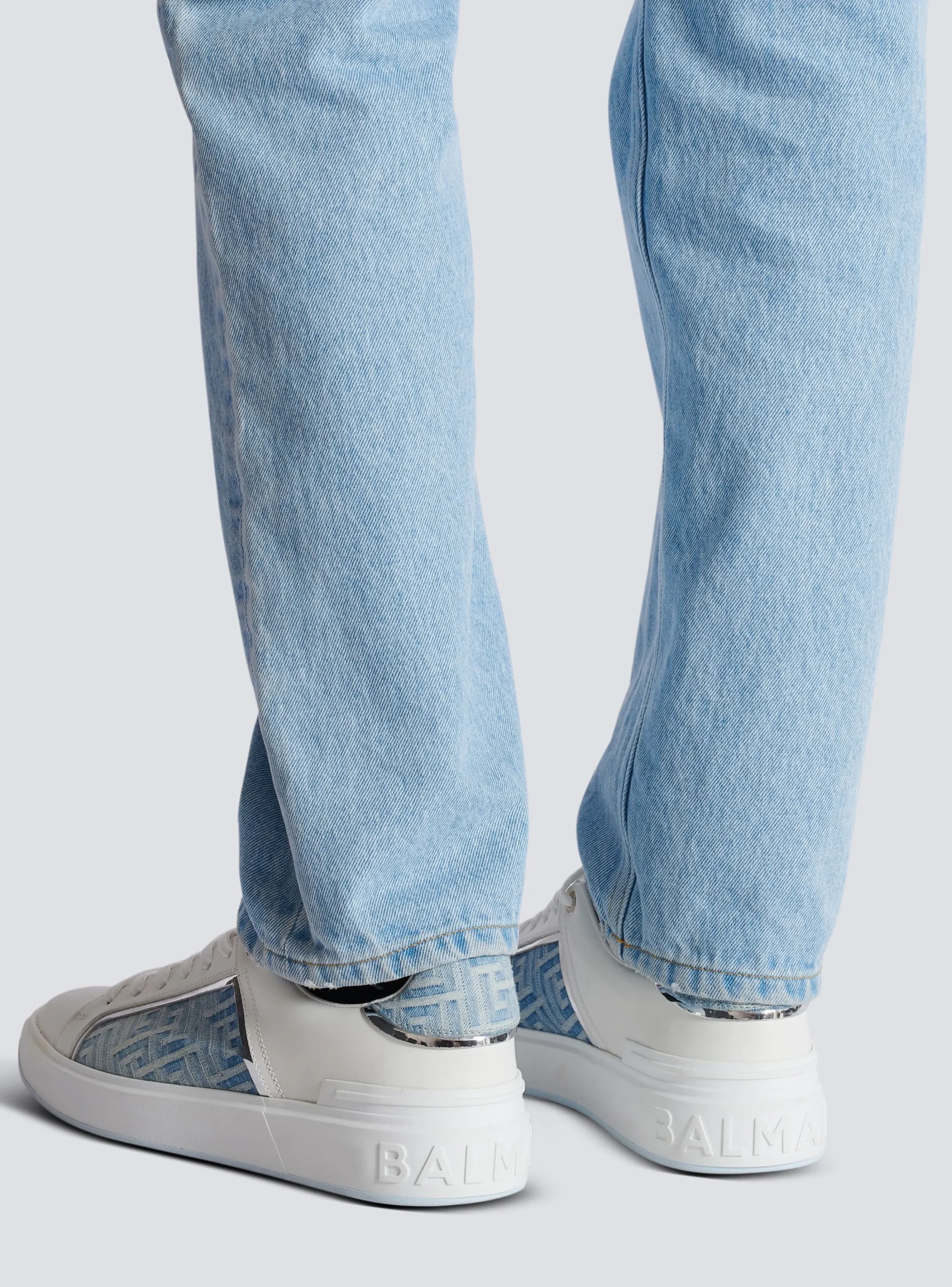 Balmain B-Court Trainers In Leather And Denim