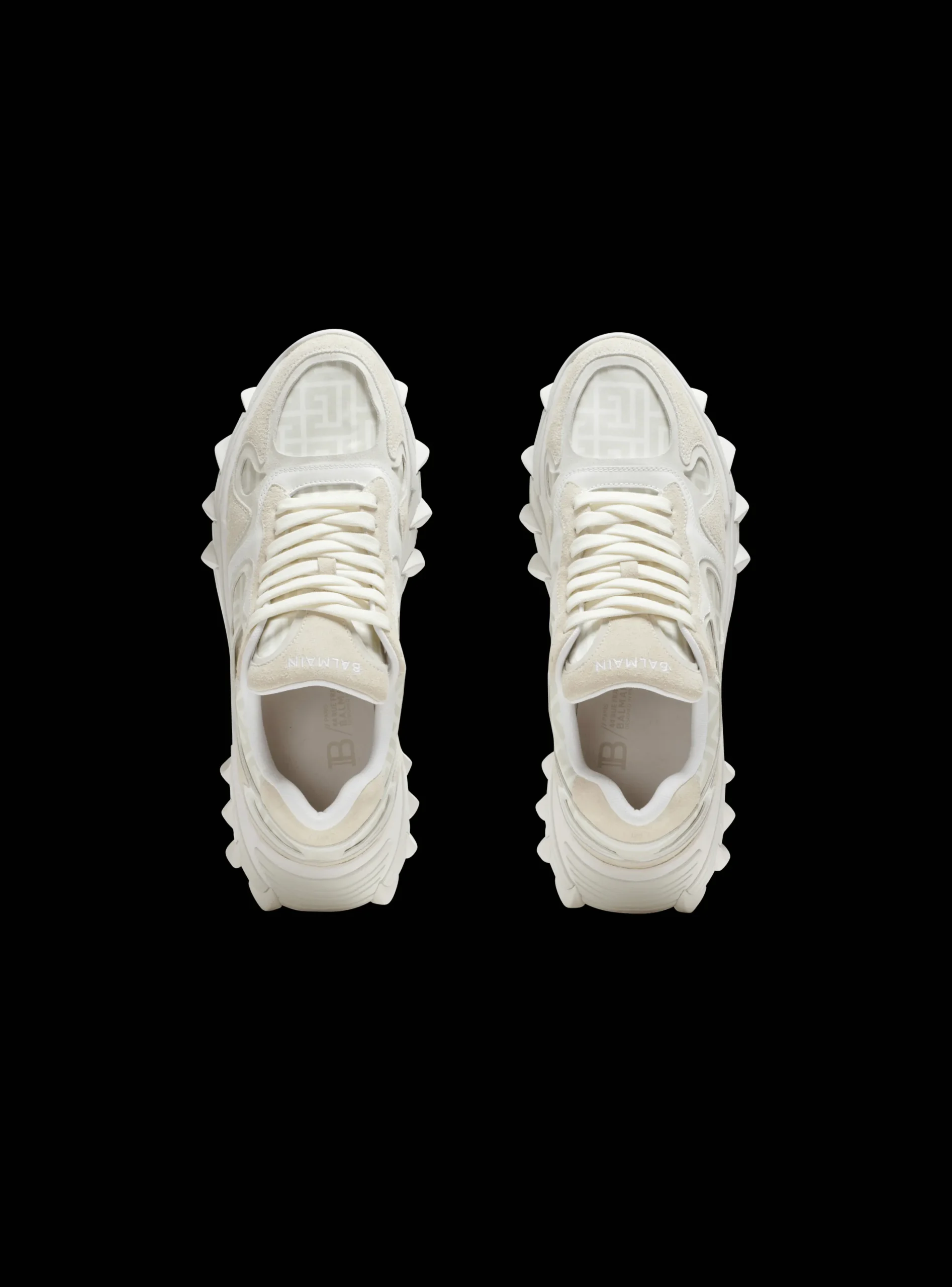 Women Balmain B-East Monogrammed Nylon And Leather Trainers